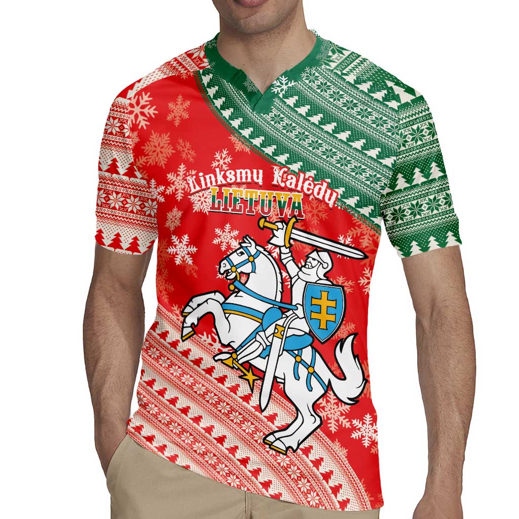 Lietuva Christmas Rugby Jersey Linksmu Kaledu - Lithuania Coat Of Arms - Wonder Print Shop