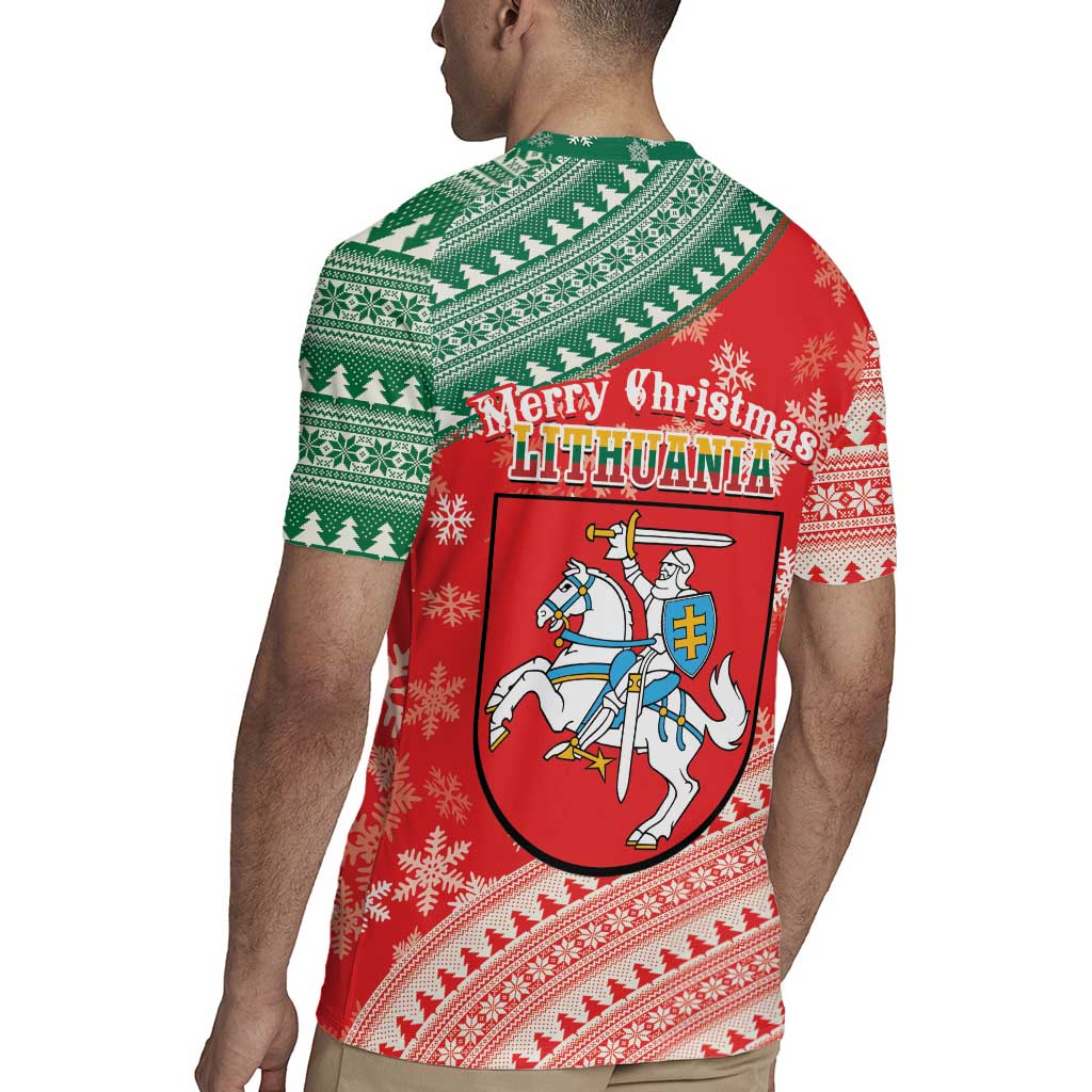 Lietuva Christmas Rugby Jersey Linksmu Kaledu - Lithuania Coat Of Arms - Wonder Print Shop
