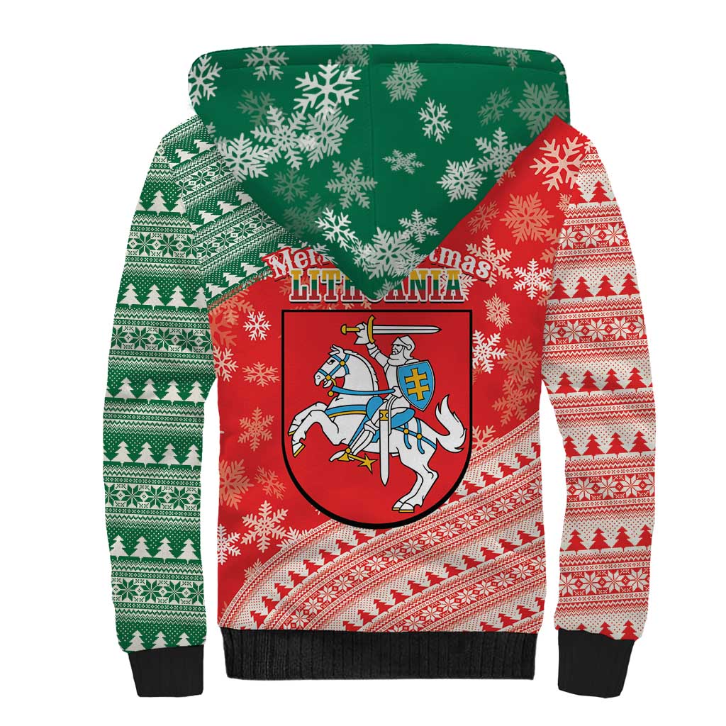 Lietuva Christmas Sherpa Hoodie Linksmu Kaledu - Lithuania Coat Of Arms - Wonder Print Shop