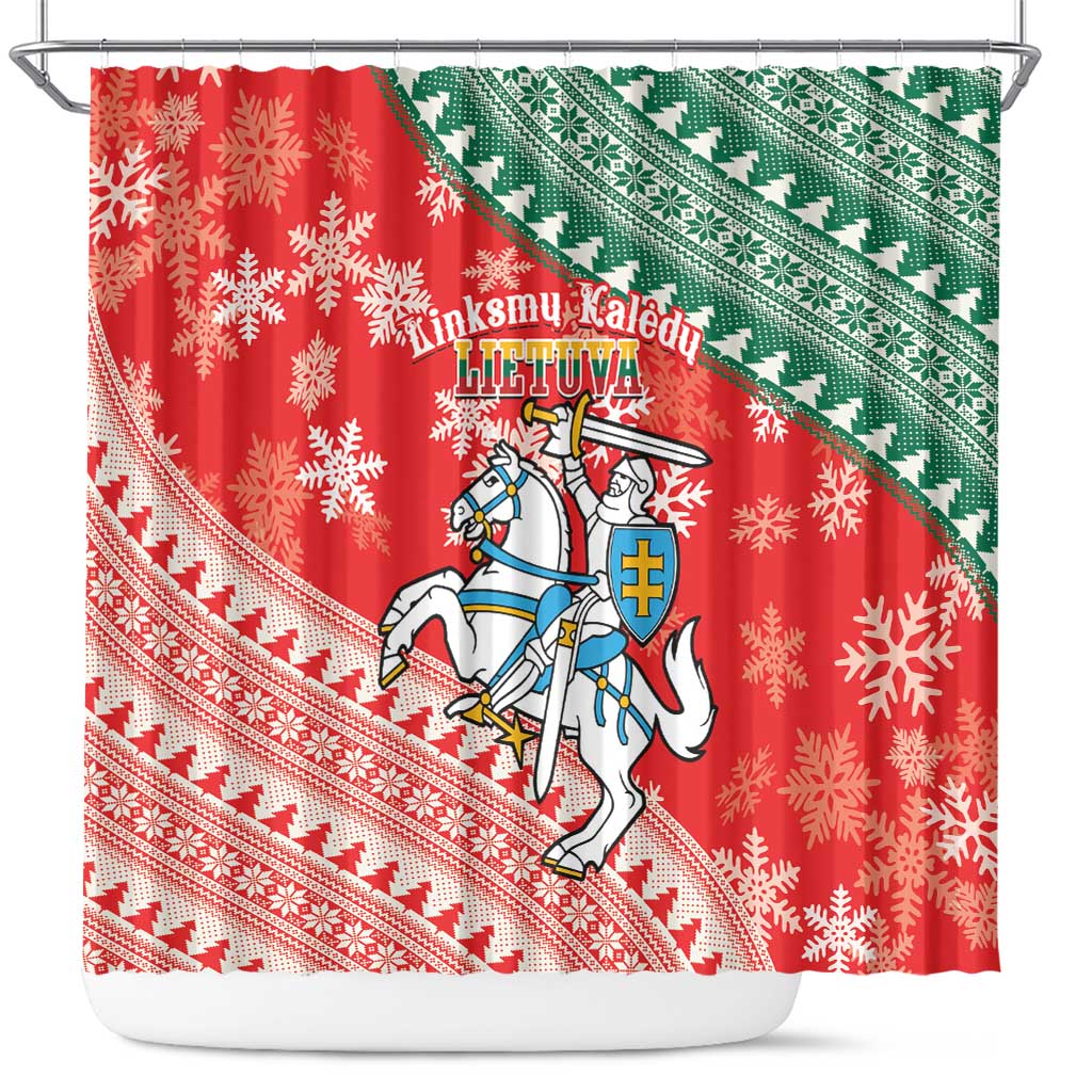 Lietuva Christmas Shower Curtain Linksmu Kaledu - Lithuania Coat Of Arms