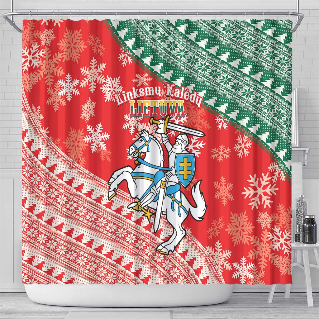 Lietuva Christmas Shower Curtain Linksmu Kaledu - Lithuania Coat Of Arms