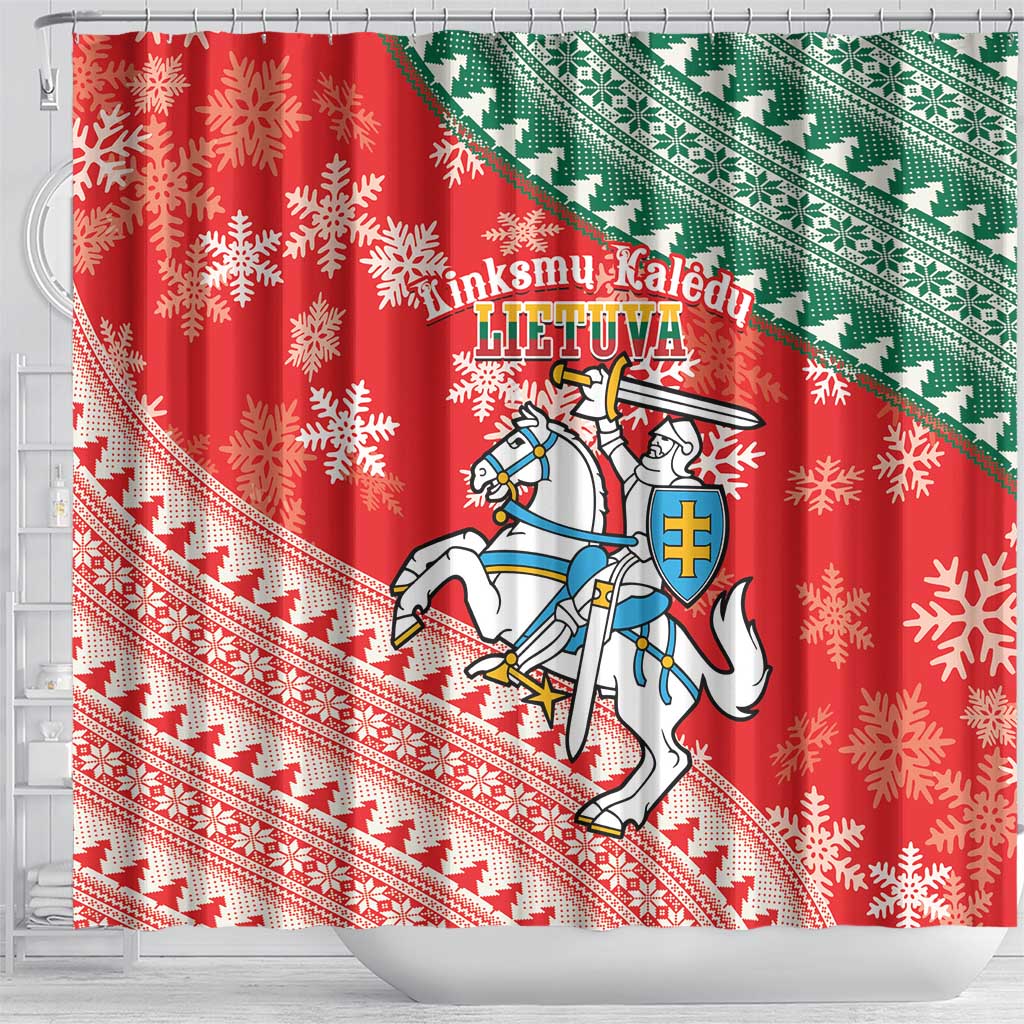 Lietuva Christmas Shower Curtain Linksmu Kaledu - Lithuania Coat Of Arms
