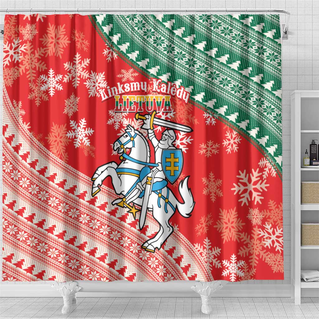 Lietuva Christmas Shower Curtain Linksmu Kaledu - Lithuania Coat Of Arms