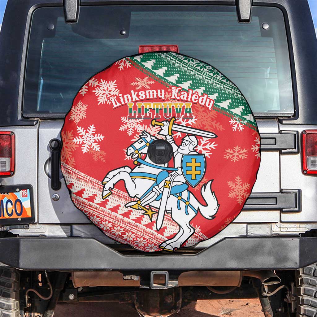 Lietuva Christmas Spare Tire Cover Linksmu Kaledu - Lithuania Coat Of Arms - Wonder Print Shop