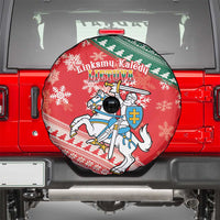 Lietuva Christmas Spare Tire Cover Linksmu Kaledu - Lithuania Coat Of Arms - Wonder Print Shop
