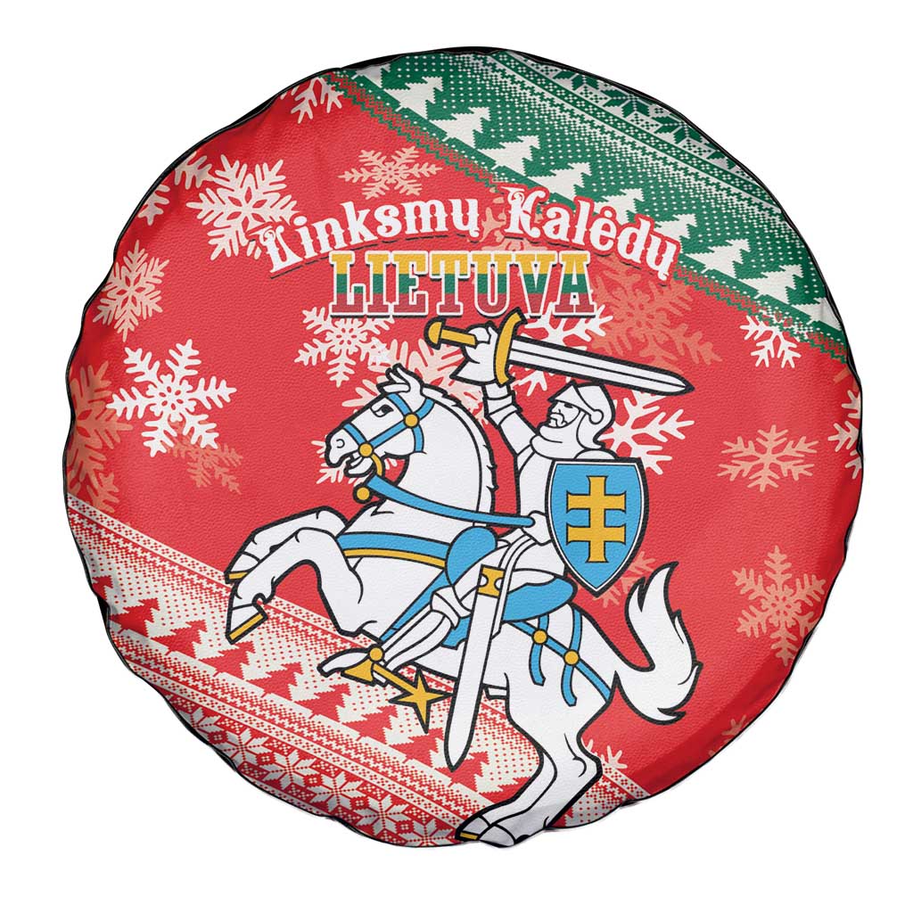 Lietuva Christmas Spare Tire Cover Linksmu Kaledu - Lithuania Coat Of Arms - Wonder Print Shop