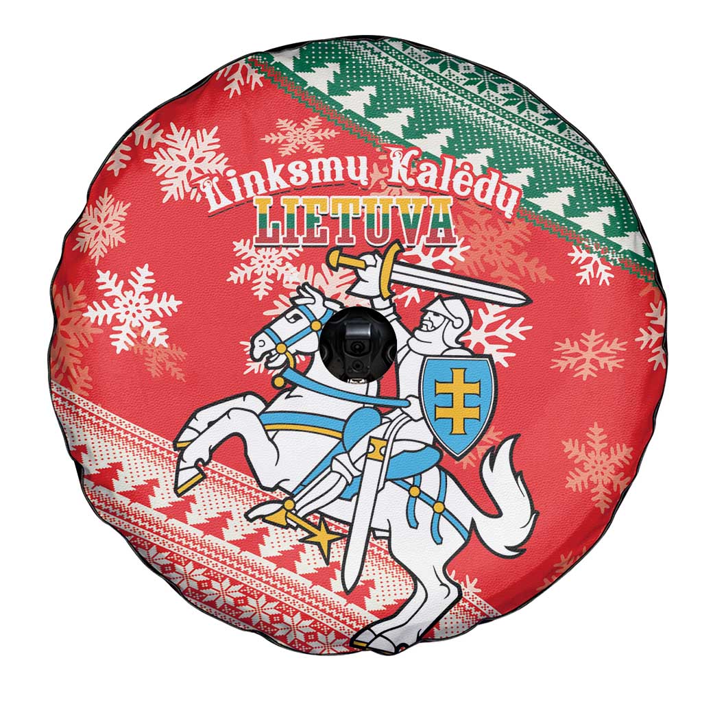 Lietuva Christmas Spare Tire Cover Linksmu Kaledu - Lithuania Coat Of Arms - Wonder Print Shop
