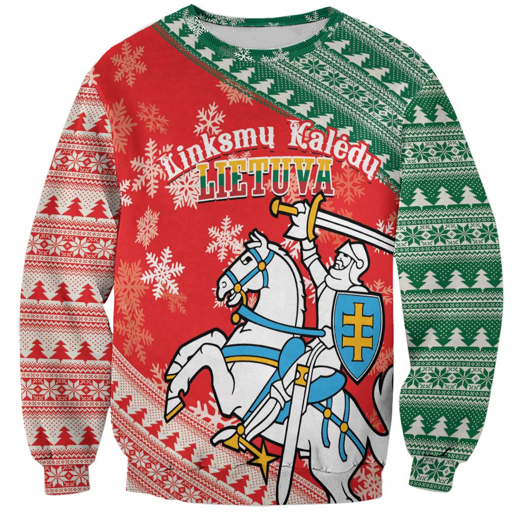 Lietuva Christmas Sweatshirt Linksmu Kaledu - Lithuania Coat Of Arms - Wonder Print Shop
