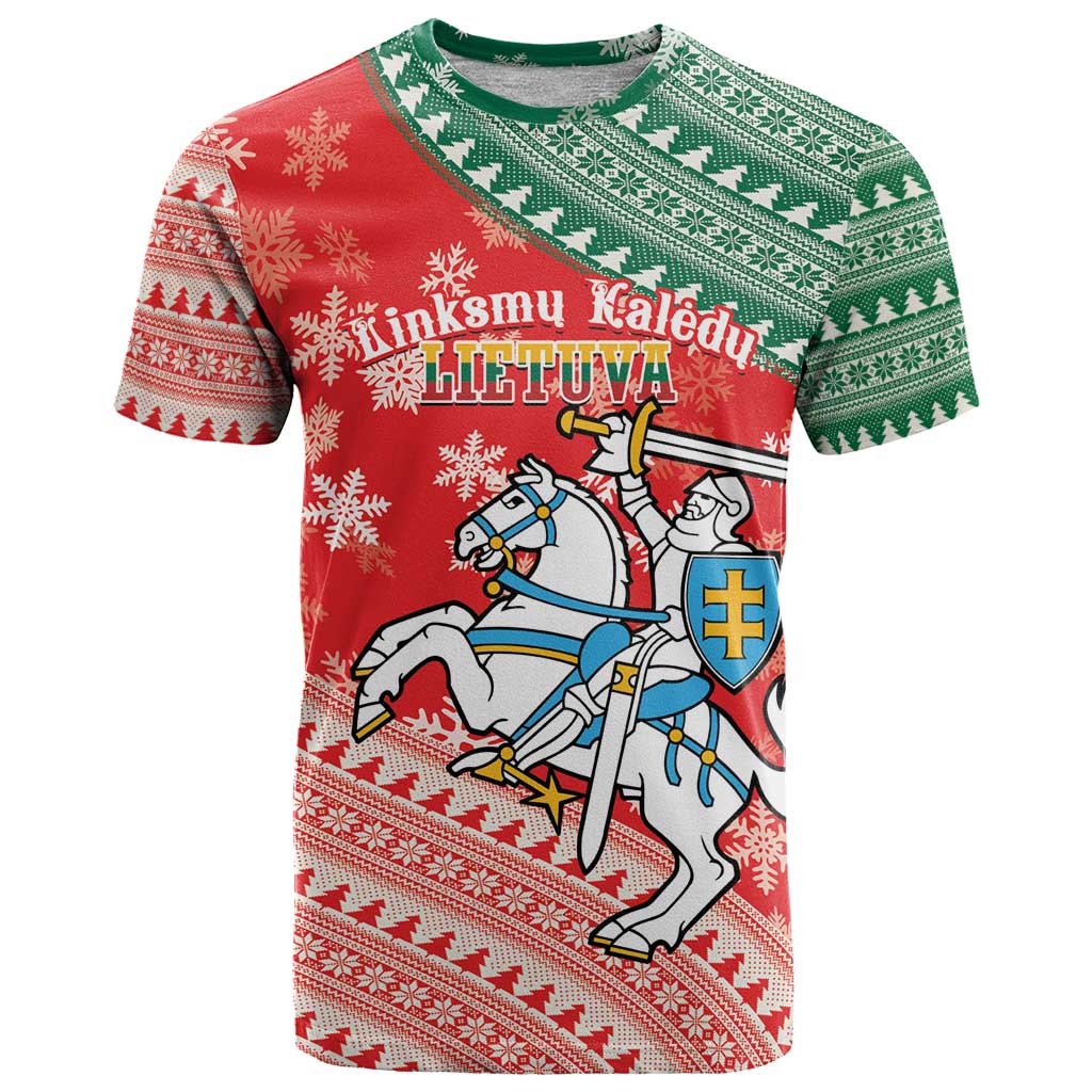 Lietuva Christmas T Shirt Linksmu Kaledu - Lithuania Coat Of Arms - Wonder Print Shop