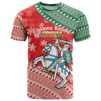 Lietuva Christmas T Shirt Linksmu Kaledu - Lithuania Coat Of Arms - Wonder Print Shop
