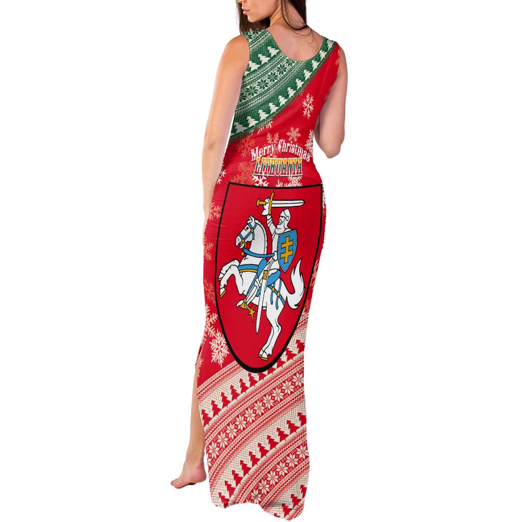 Lietuva Christmas Tank Maxi Dress Linksmu Kaledu - Lithuania Coat Of Arms - Wonder Print Shop