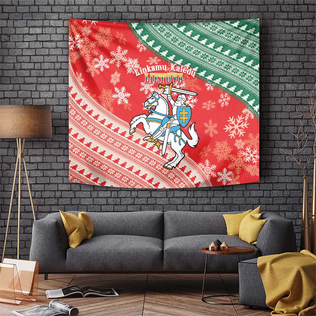 Lietuva Christmas Tapestry Linksmu Kaledu - Lithuania Coat Of Arms - Wonder Print Shop