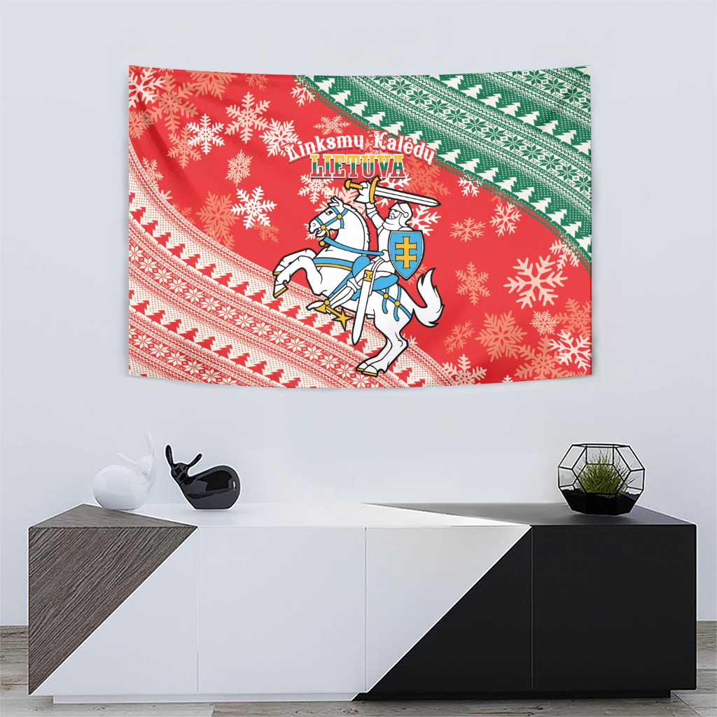 Lietuva Christmas Tapestry Linksmu Kaledu - Lithuania Coat Of Arms - Wonder Print Shop