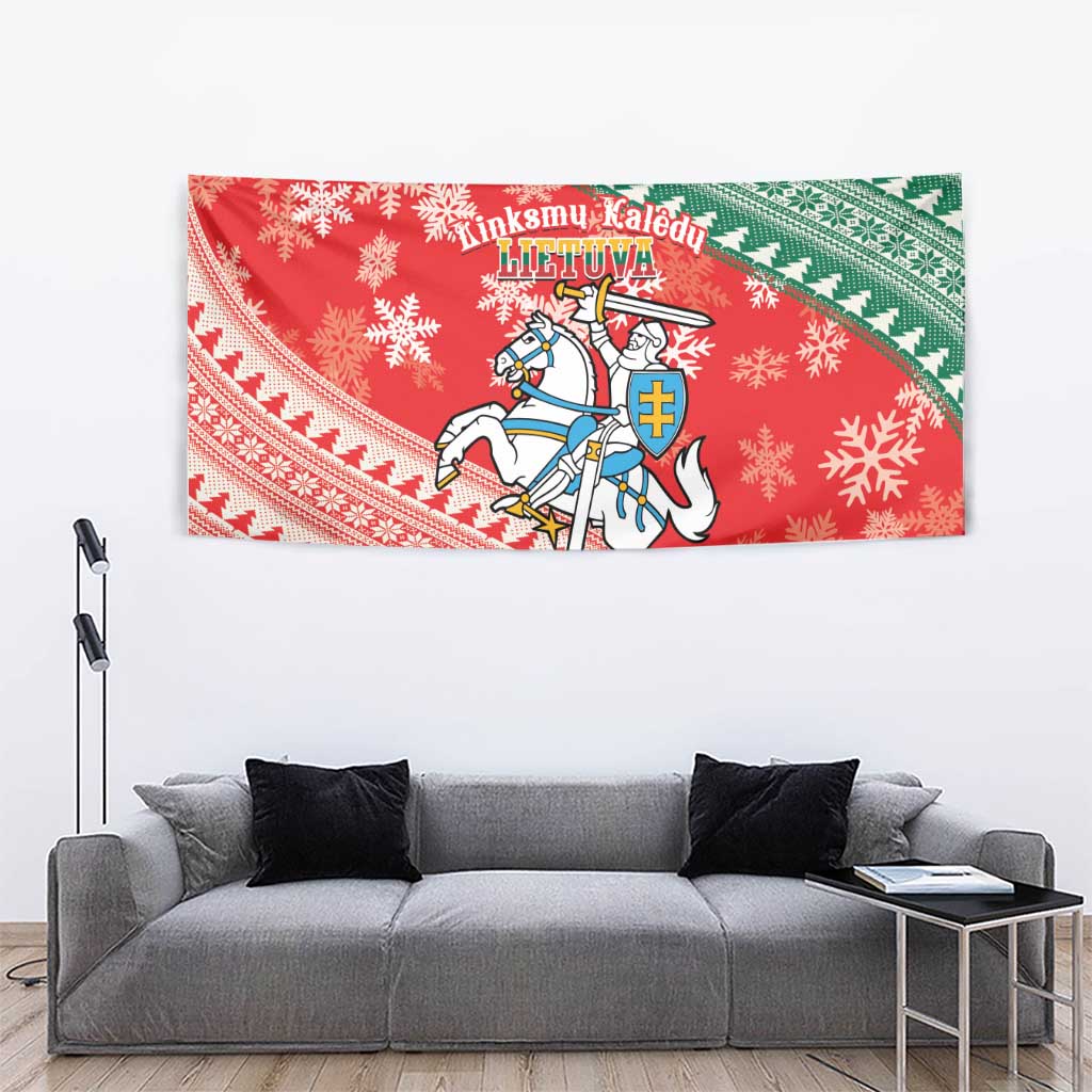 Lietuva Christmas Tapestry Linksmu Kaledu - Lithuania Coat Of Arms - Wonder Print Shop
