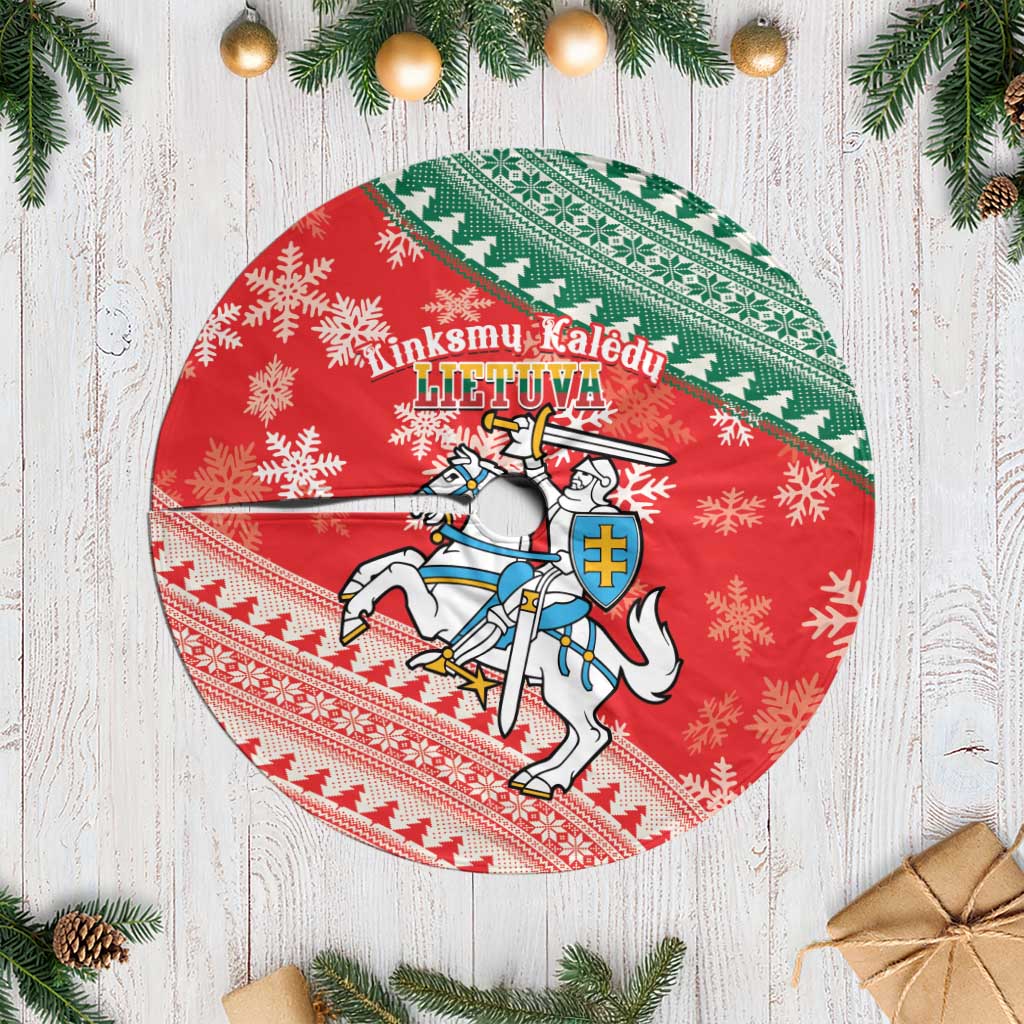 Lietuva Christmas Tree Skirt Linksmu Kaledu - Lithuania Coat Of Arms - Wonder Print Shop
