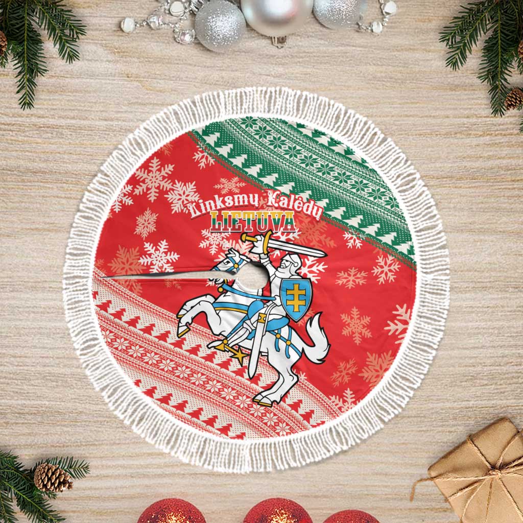 Lietuva Christmas Tree Skirt Linksmu Kaledu - Lithuania Coat Of Arms - Wonder Print Shop