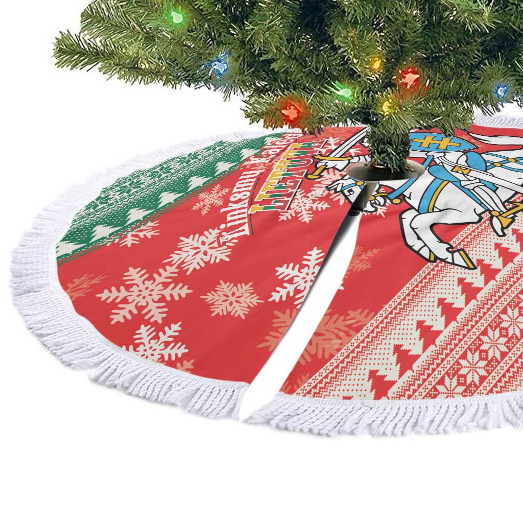Lietuva Christmas Tree Skirt Linksmu Kaledu - Lithuania Coat Of Arms - Wonder Print Shop