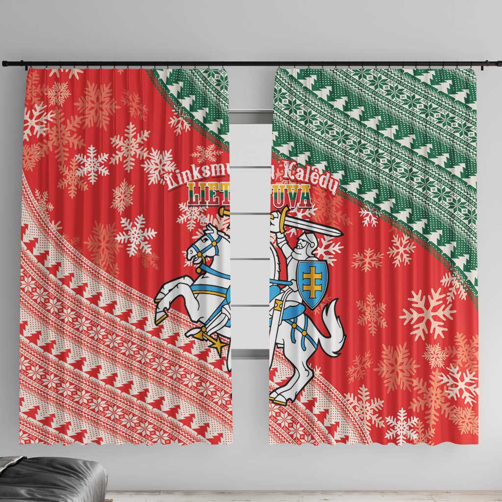 Lietuva Christmas Window Curtain Linksmu Kaledu - Lithuania Coat Of Arms - Wonder Print Shop