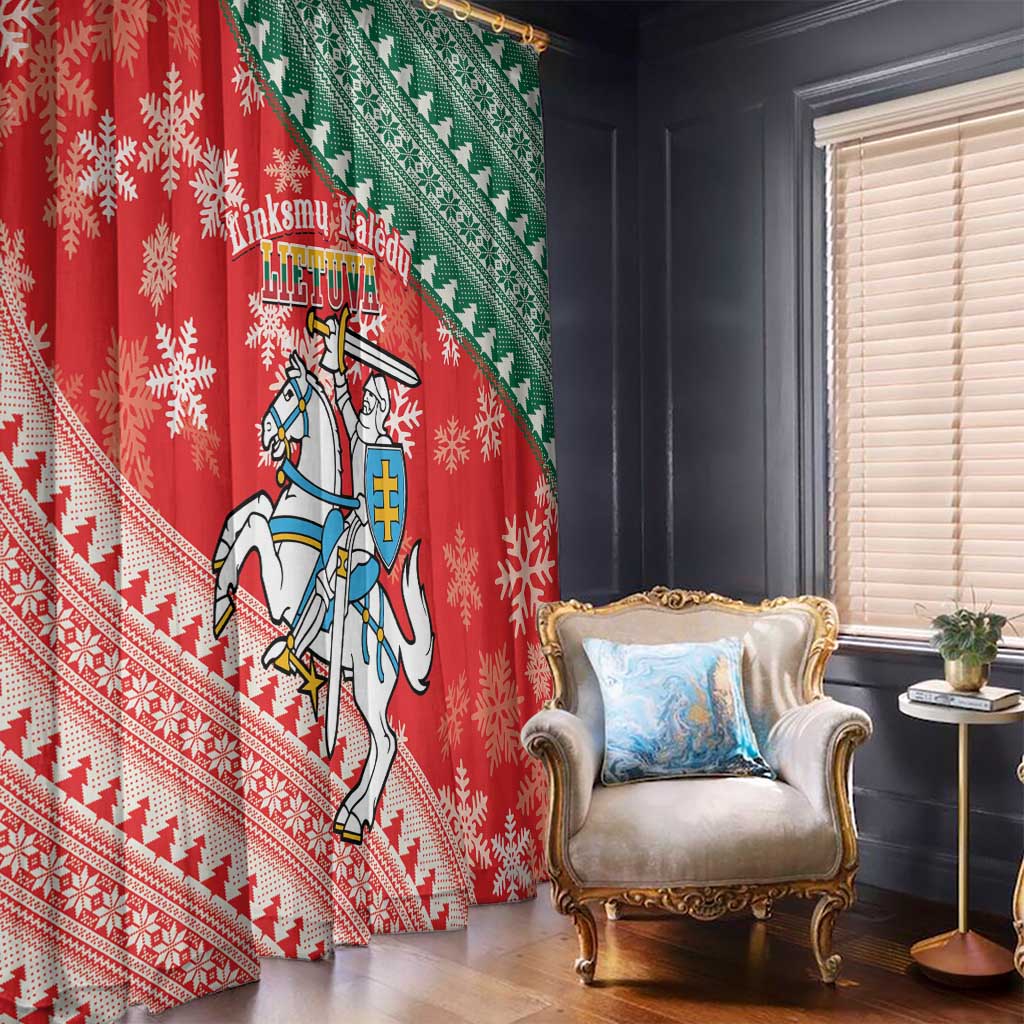 Lietuva Christmas Window Curtain Linksmu Kaledu - Lithuania Coat Of Arms - Wonder Print Shop