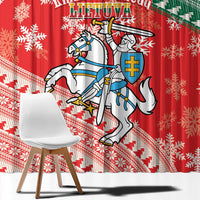 Lietuva Christmas Window Curtain Linksmu Kaledu - Lithuania Coat Of Arms - Wonder Print Shop