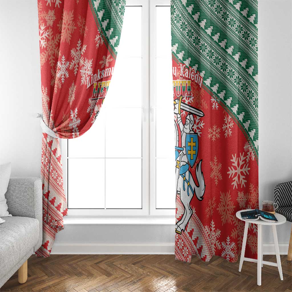 Lietuva Christmas Window Curtain Linksmu Kaledu - Lithuania Coat Of Arms - Wonder Print Shop