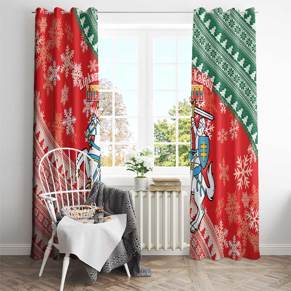 Lietuva Christmas Window Curtain Linksmu Kaledu - Lithuania Coat Of Arms - Wonder Print Shop