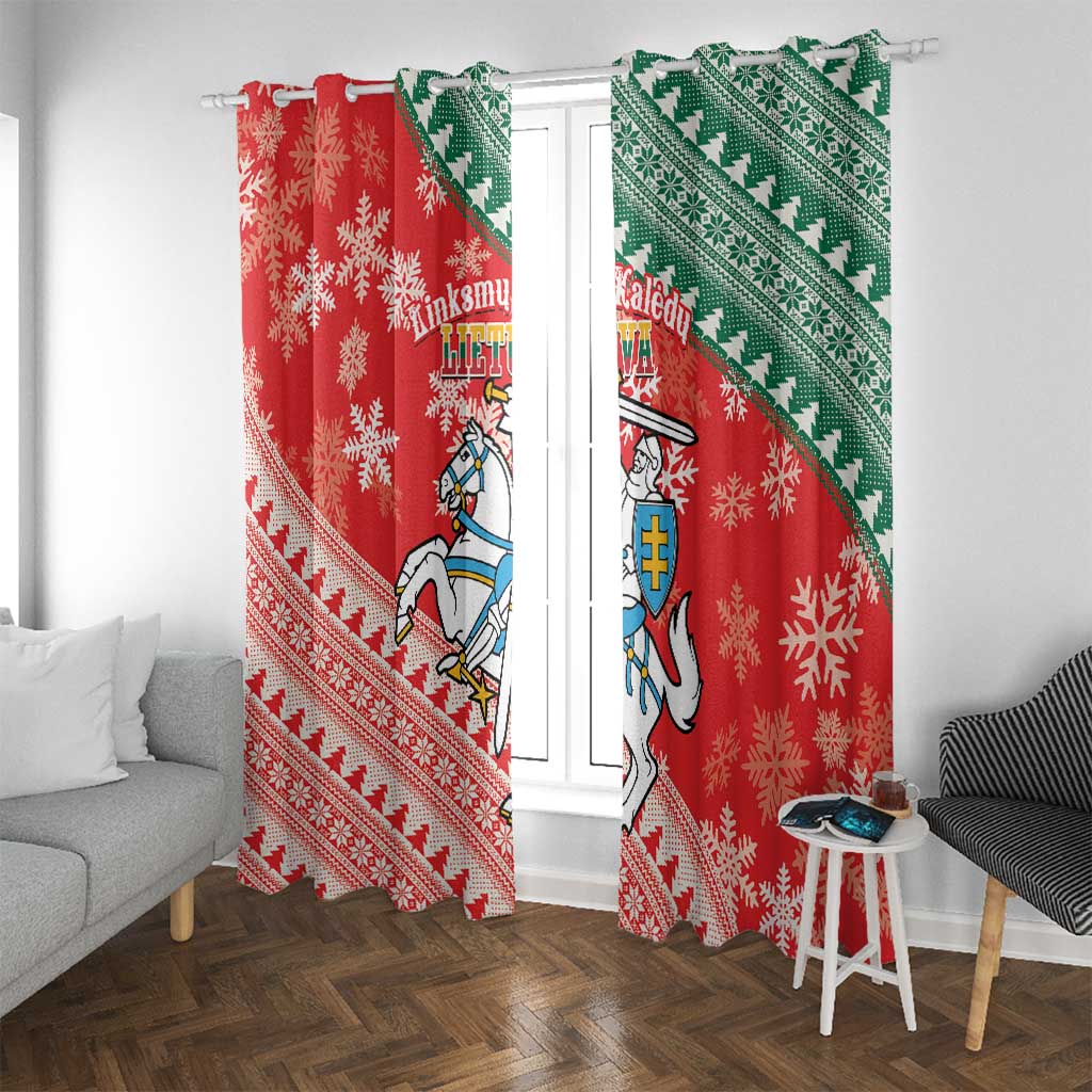 Lietuva Christmas Window Curtain Linksmu Kaledu - Lithuania Coat Of Arms - Wonder Print Shop