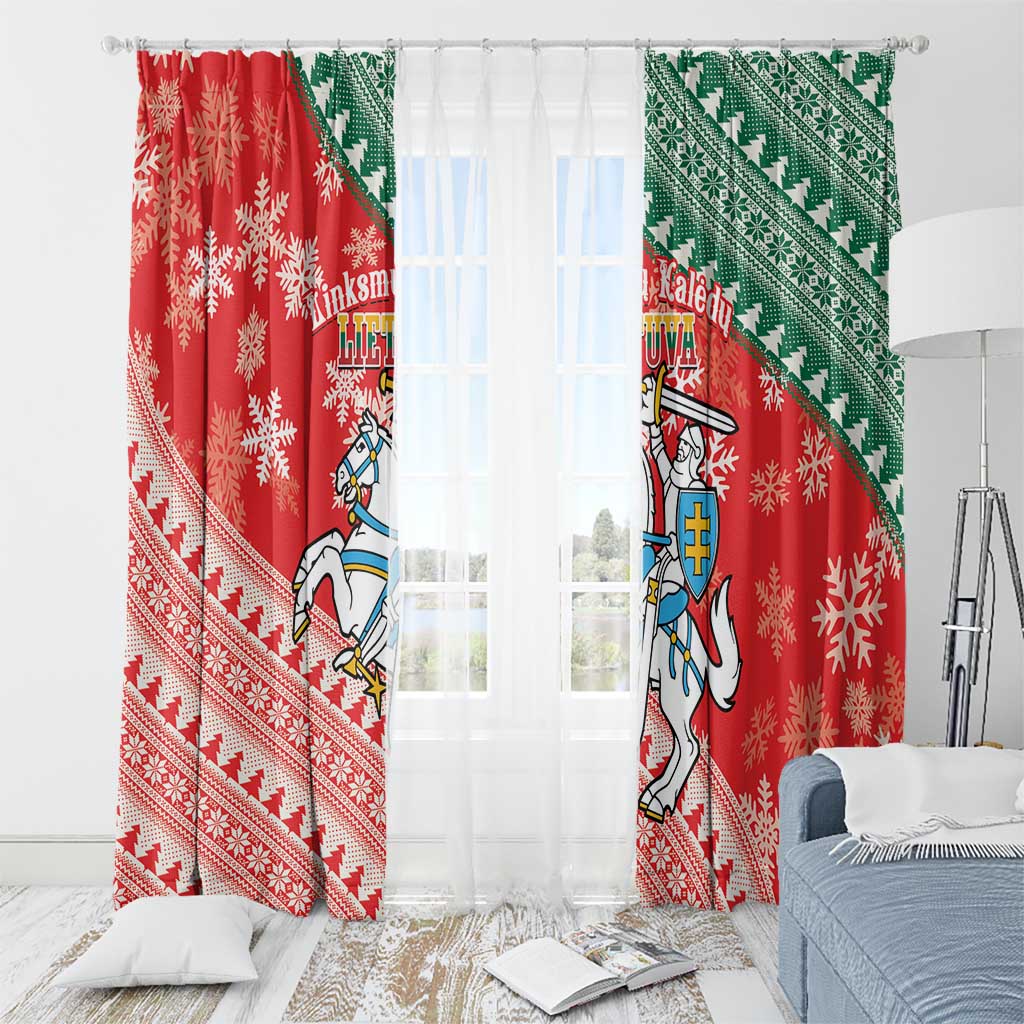 Lietuva Christmas Window Curtain Linksmu Kaledu - Lithuania Coat Of Arms - Wonder Print Shop