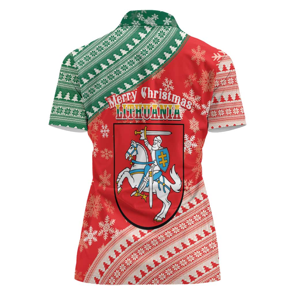Lietuva Christmas Women Polo Shirt Linksmu Kaledu - Lithuania Coat Of Arms - Wonder Print Shop