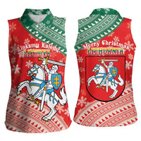 Lietuva Christmas Women Sleeveless Polo Shirt Linksmu Kaledu - Lithuania Coat Of Arms - Wonder Print Shop