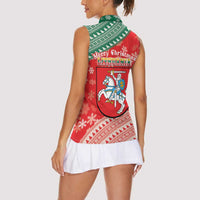 Lietuva Christmas Women Sleeveless Polo Shirt Linksmu Kaledu - Lithuania Coat Of Arms - Wonder Print Shop