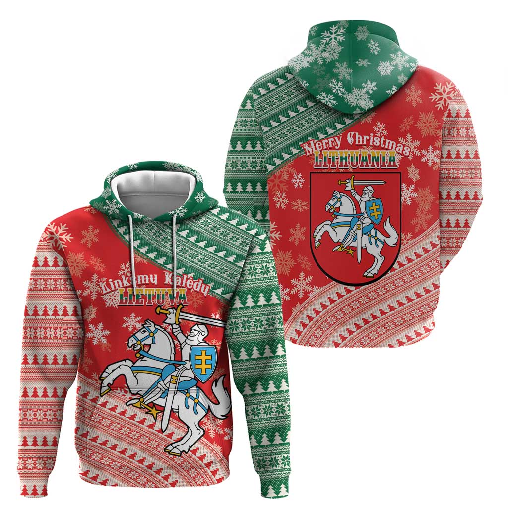 Lietuva Christmas Zip Hoodie Linksmu Kaledu - Lithuania Coat Of Arms - Wonder Print Shop
