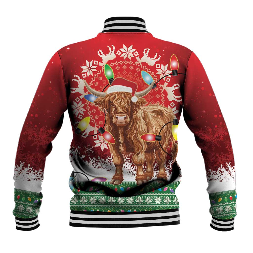 Scotland Christmas Baseball Jacket Highland Cow Santa - Nollaig Chridheil! - Wonder Print Shop