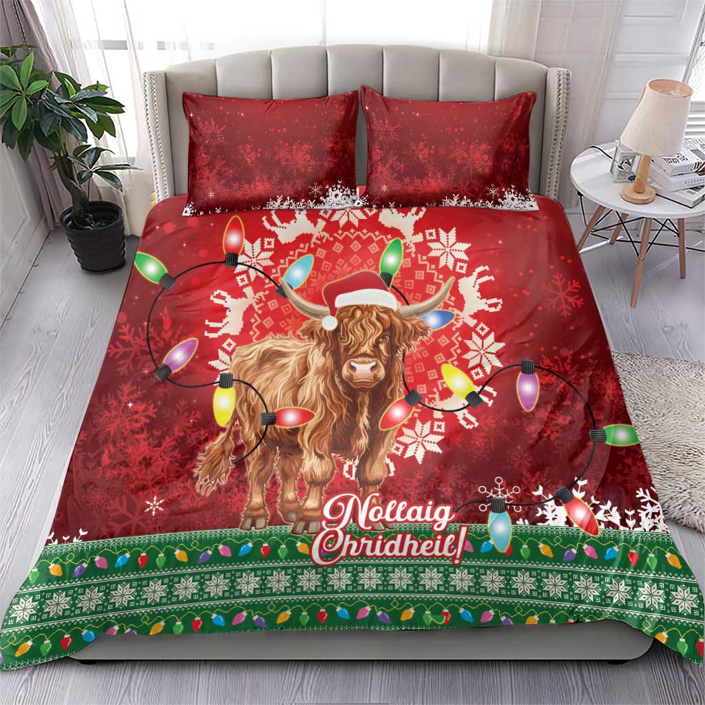 Scotland Christmas Bedding Set Highland Cow Santa - Nollaig Chridheil! - Wonder Print Shop