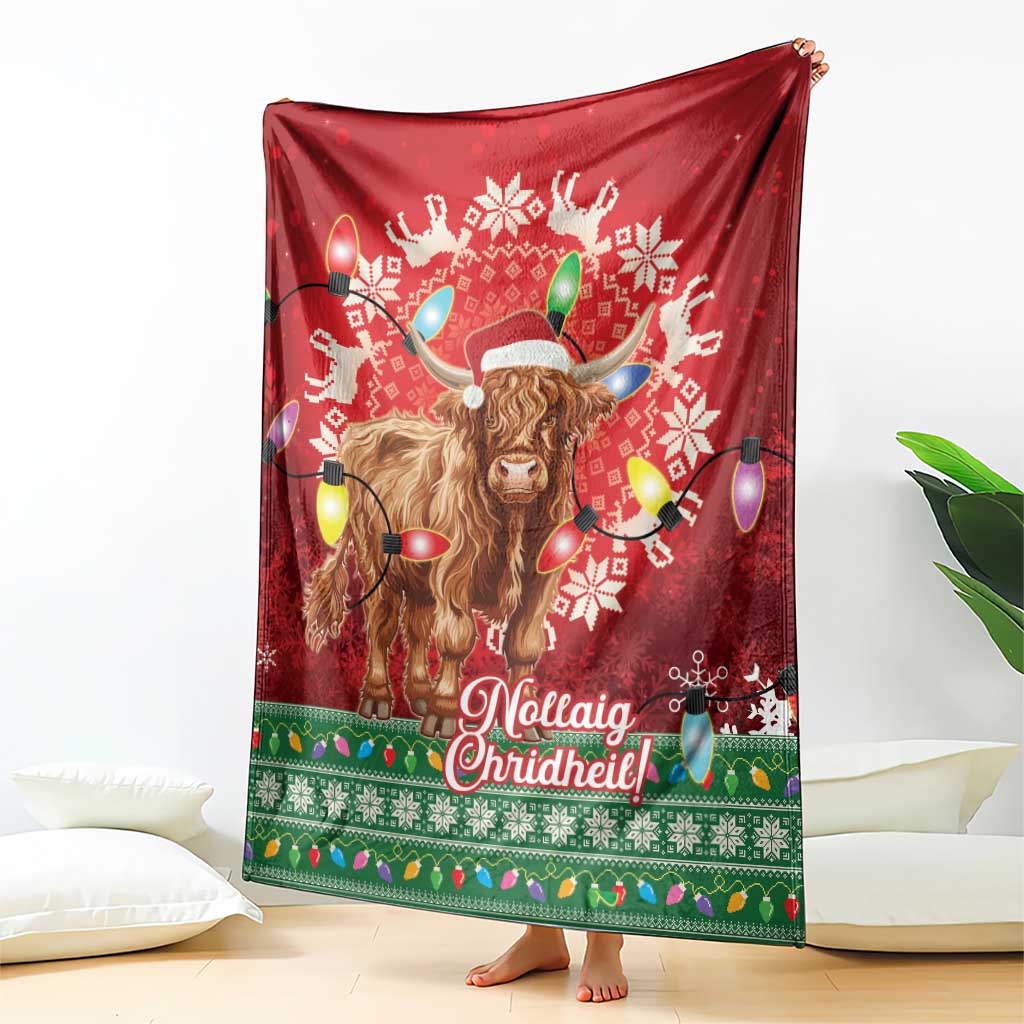 Scotland Christmas Blanket Highland Cow Santa - Nollaig Chridheil!