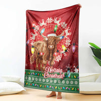 Scotland Christmas Blanket Highland Cow Santa - Nollaig Chridheil!