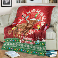 Scotland Christmas Blanket Highland Cow Santa - Nollaig Chridheil!