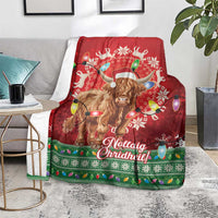 Scotland Christmas Blanket Highland Cow Santa - Nollaig Chridheil!