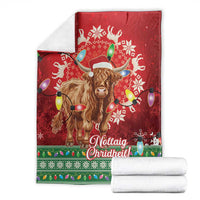 Scotland Christmas Blanket Highland Cow Santa - Nollaig Chridheil!
