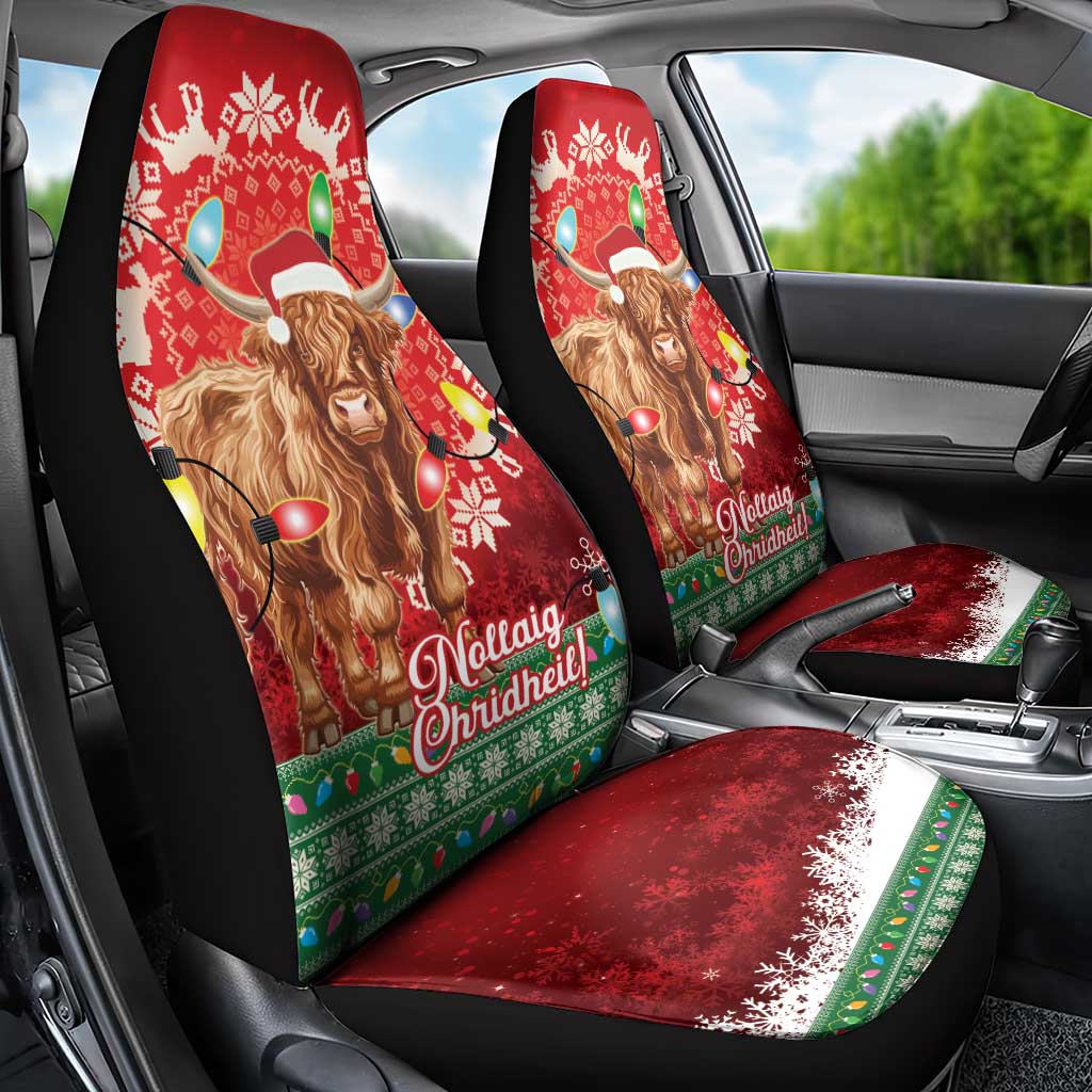 Scotland Christmas Car Seat Cover Highland Cow Santa - Nollaig Chridheil! - Wonder Print Shop