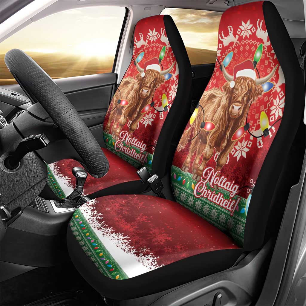 Scotland Christmas Car Seat Cover Highland Cow Santa - Nollaig Chridheil! - Wonder Print Shop