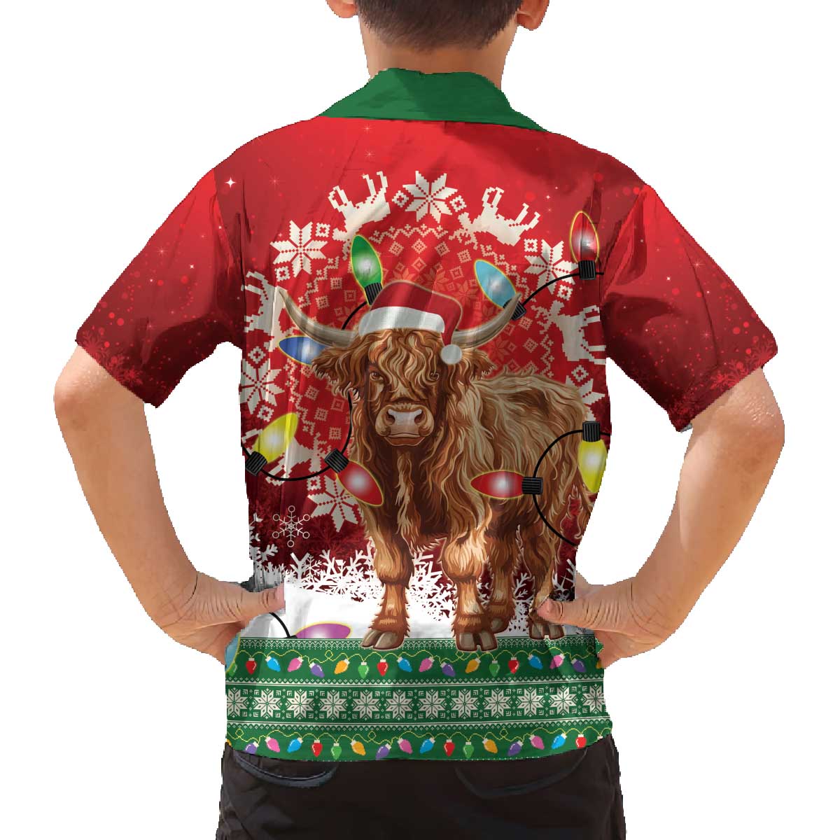 Scotland Christmas Family Matching Off The Shoulder Long Sleeve Dress and Hawaiian Shirt Highland Cow Santa - Nollaig Chridheil! - Wonder Print Shop