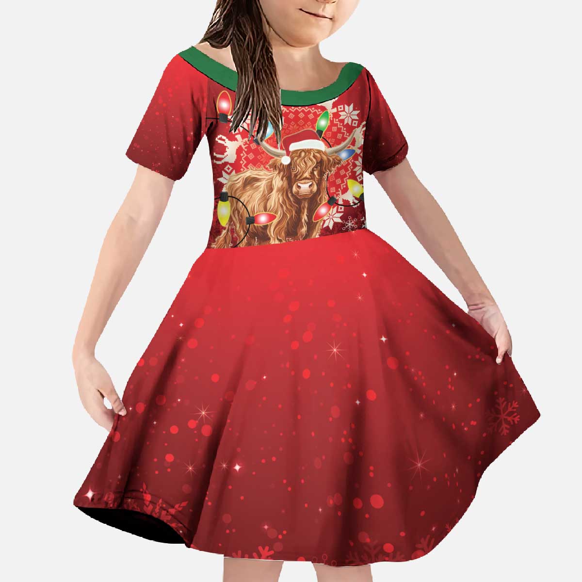 Scotland Christmas Family Matching Off The Shoulder Long Sleeve Dress and Hawaiian Shirt Highland Cow Santa - Nollaig Chridheil! - Wonder Print Shop