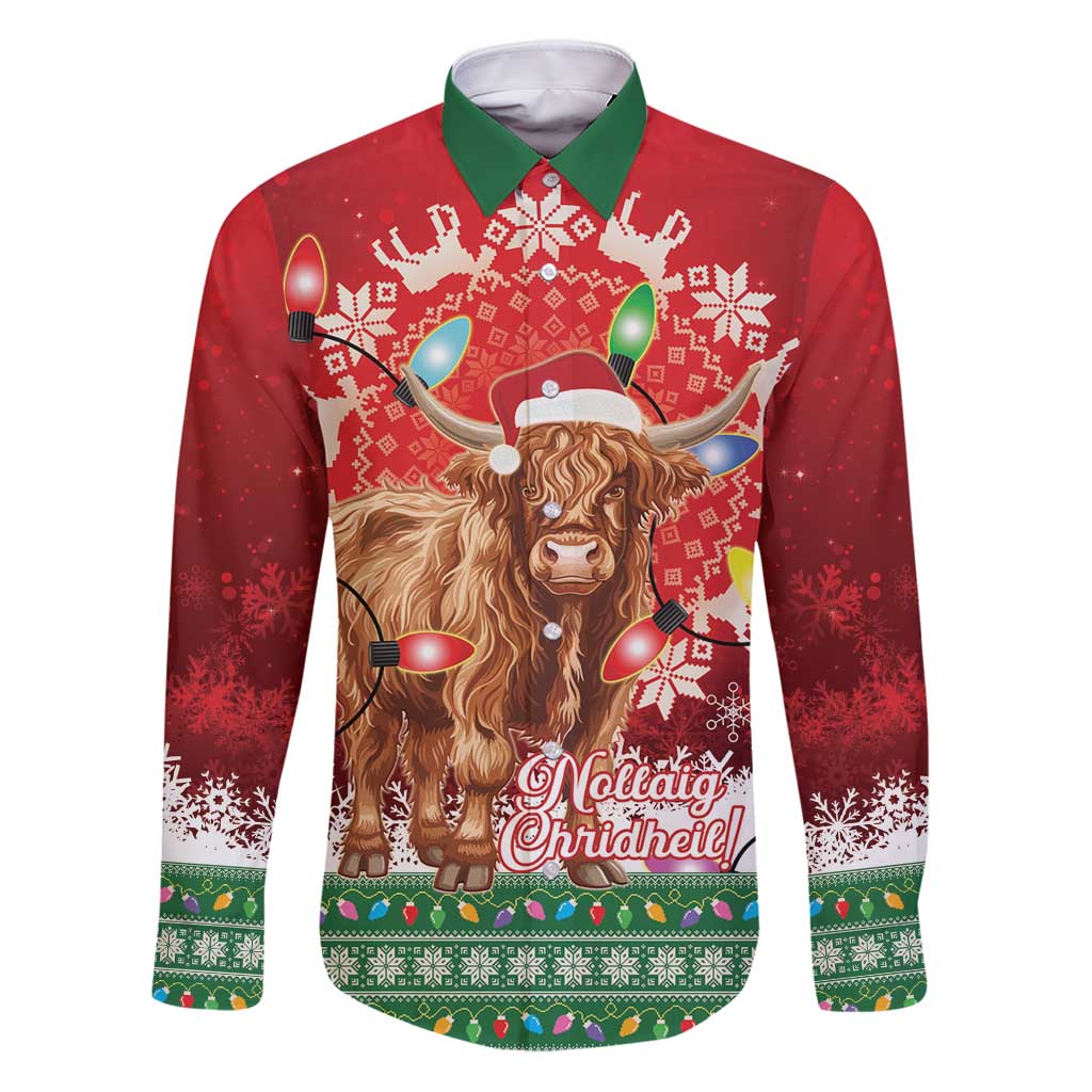 Scotland Christmas Family Matching Puletasi and Hawaiian Shirt Highland Cow Santa - Nollaig Chridheil! - Wonder Print Shop