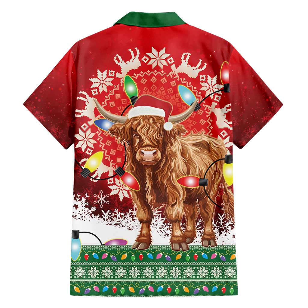 Scotland Christmas Family Matching Short Sleeve Bodycon Dress and Hawaiian Shirt Highland Cow Santa - Nollaig Chridheil! - Wonder Print Shop