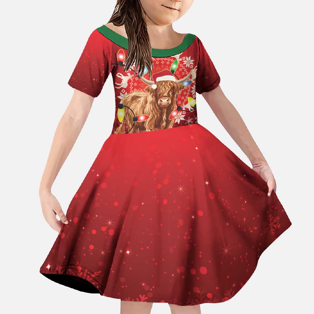 Scotland Christmas Family Matching Tank Maxi Dress and Hawaiian Shirt Highland Cow Santa - Nollaig Chridheil! - Wonder Print Shop