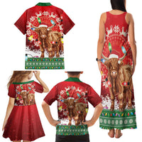 Scotland Christmas Family Matching Tank Maxi Dress and Hawaiian Shirt Highland Cow Santa - Nollaig Chridheil! - Wonder Print Shop