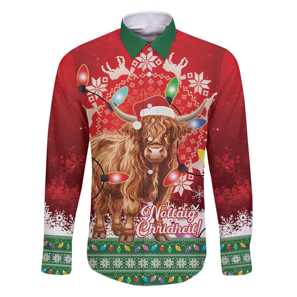 Scotland Christmas Family Matching Tank Maxi Dress and Hawaiian Shirt Highland Cow Santa - Nollaig Chridheil! - Wonder Print Shop