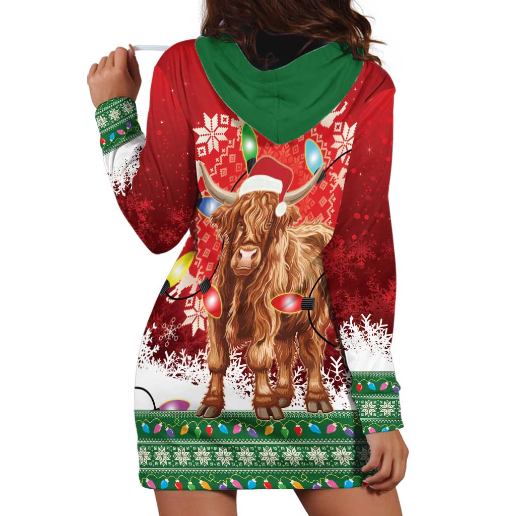 Scotland Christmas Hoodie Dress Highland Cow Santa - Nollaig Chridheil! - Wonder Print Shop