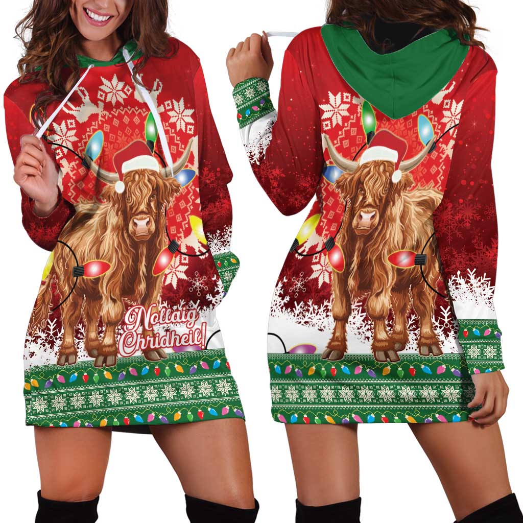 Scotland Christmas Hoodie Dress Highland Cow Santa - Nollaig Chridheil! - Wonder Print Shop